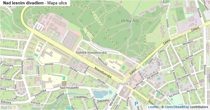 Nad lesním divadlem - mapa ulice