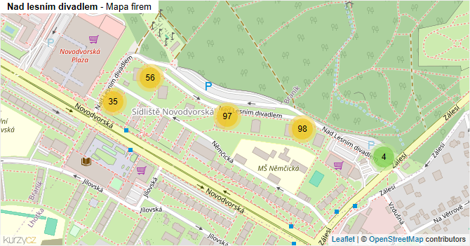 Nad lesním divadlem - mapa firem