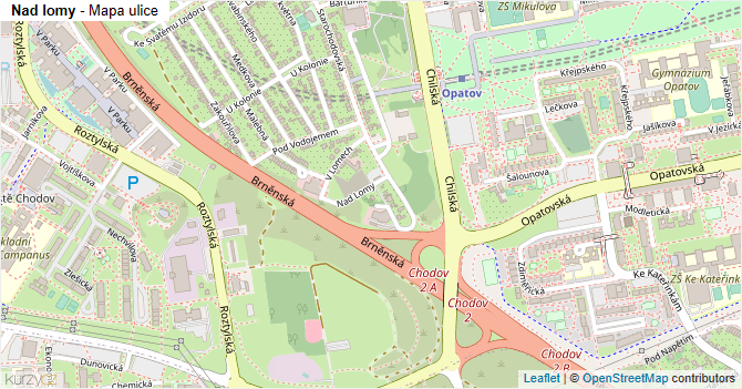 Nad lomy - mapa ulice