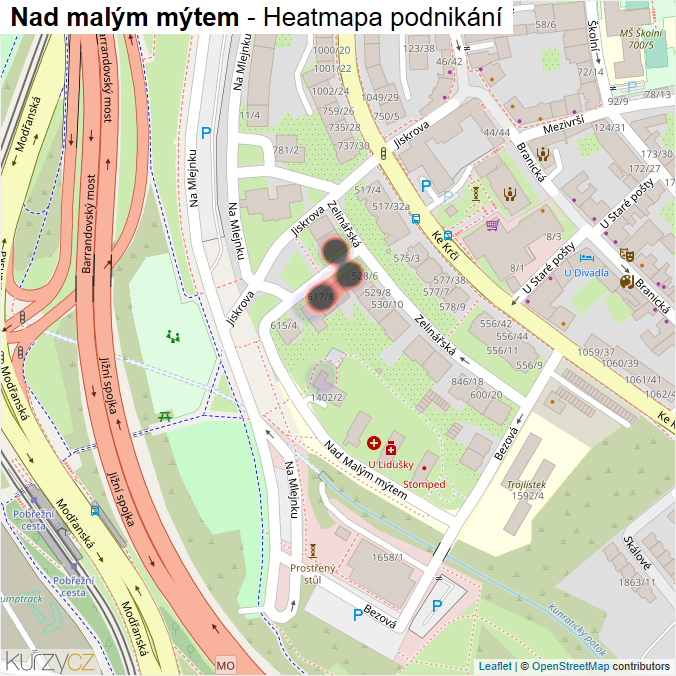 Mapa Nad malým mýtem - Firmy v ulici.
