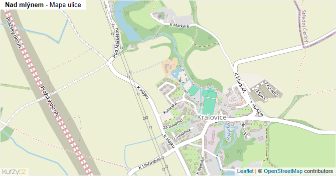 Nad mlýnem - mapa ulice