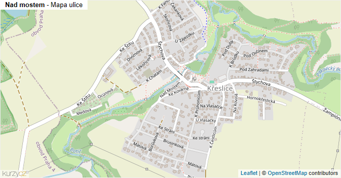 Nad mostem - mapa ulice