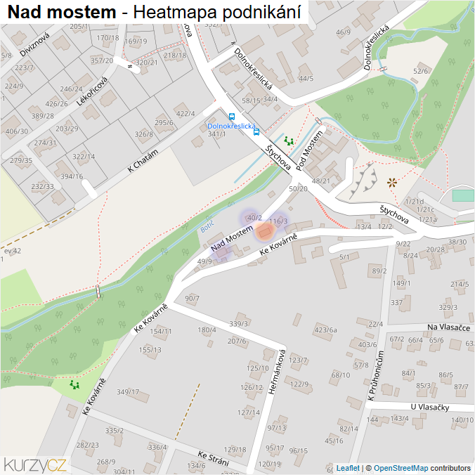 Mapa Nad mostem - Firmy v ulici.