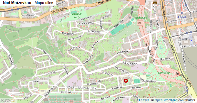 Nad Mrázovkou - mapa ulice