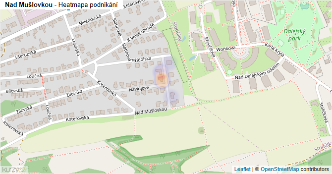 Nad Mušlovkou - mapa podnikání