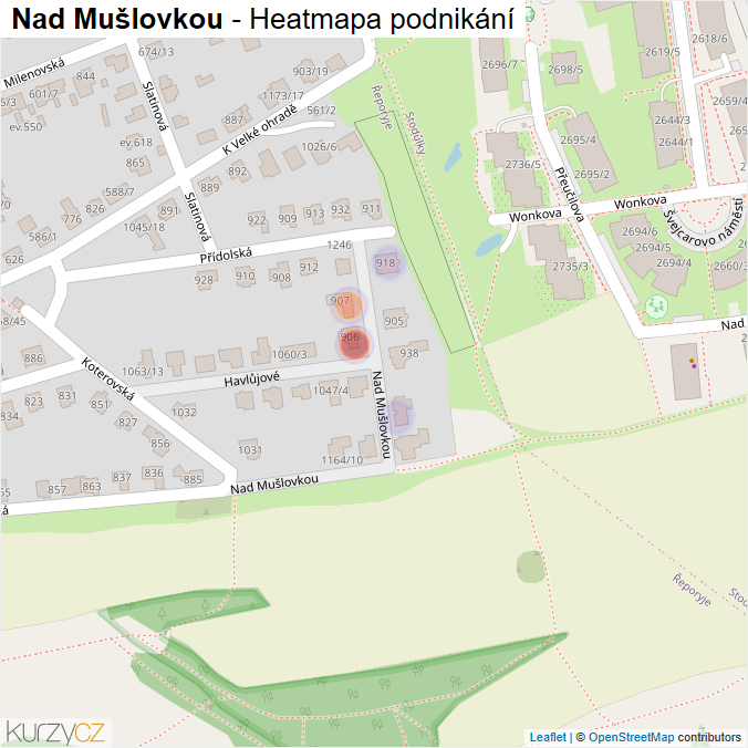 Mapa Nad Mušlovkou - Firmy v ulici.