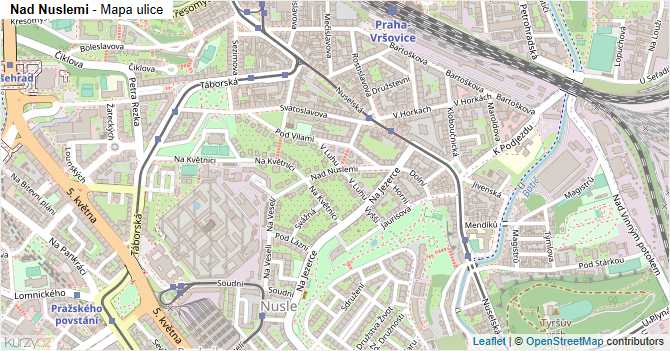 Nad Nuslemi - mapa ulice
