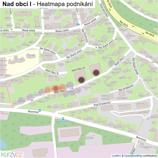 Mapa Nad obcí I - Firmy v ulici.