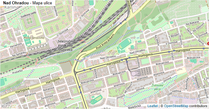 Nad Ohradou - mapa ulice