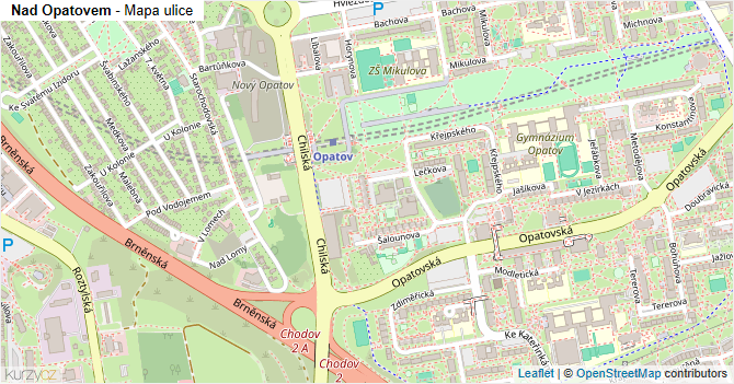 Nad Opatovem - mapa ulice