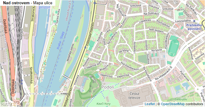 Nad ostrovem - mapa ulice