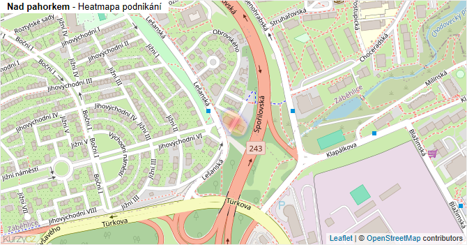 Nad pahorkem - mapa podnikání