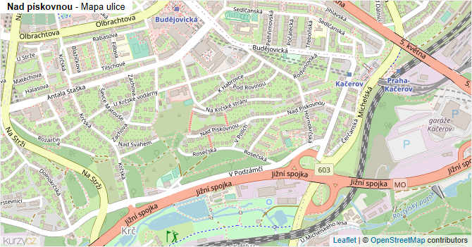 Nad pískovnou - mapa ulice