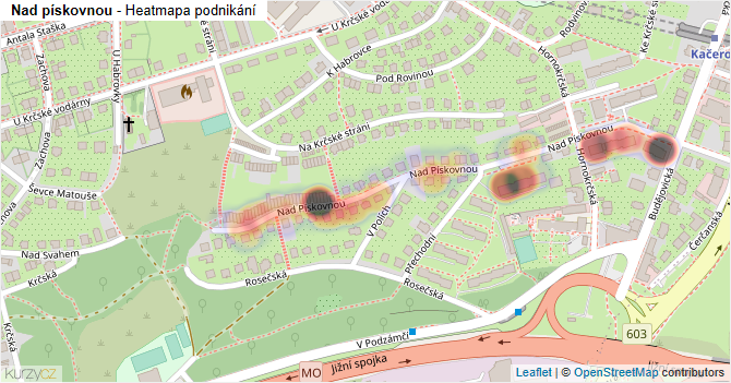 Nad pískovnou - mapa podnikání