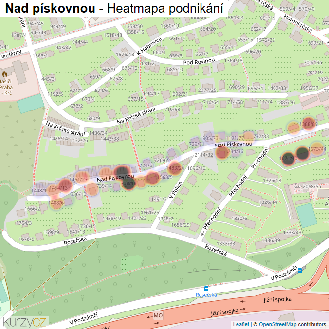 Mapa Nad pískovnou - Firmy v ulici.