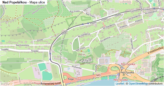 Nad Popelářkou - mapa ulice