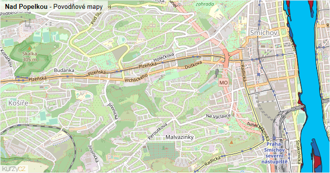 Nad Popelkou - záplavové mapy stoleté vody