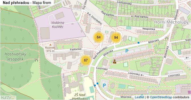 Nad přehradou - mapa firem