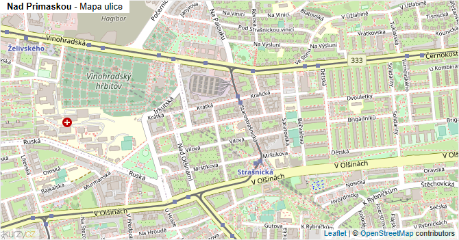 Nad Primaskou - mapa ulice