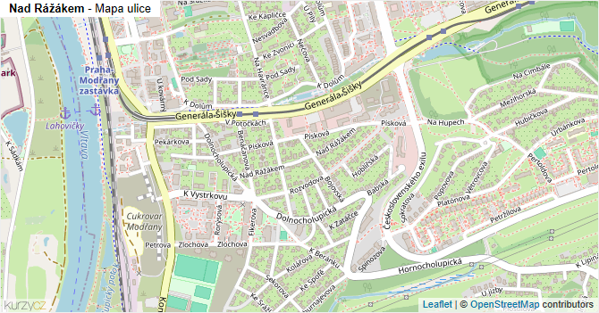 Nad Rážákem - mapa ulice