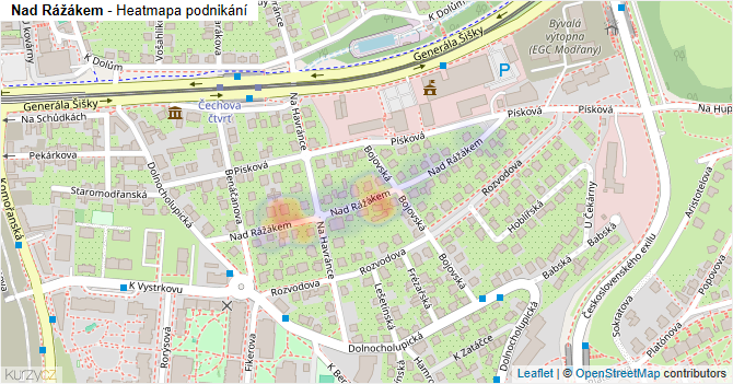 Nad Rážákem - mapa podnikání