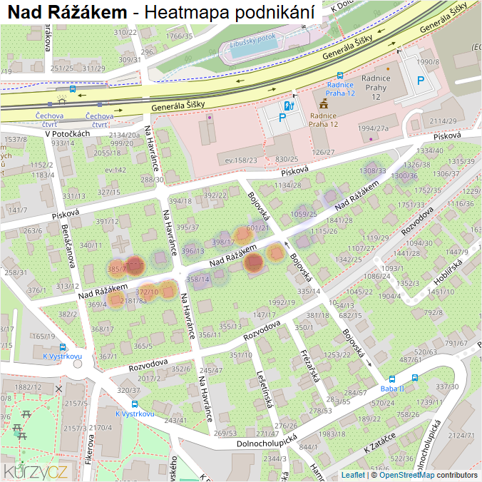 Mapa Nad Rážákem - Firmy v ulici.