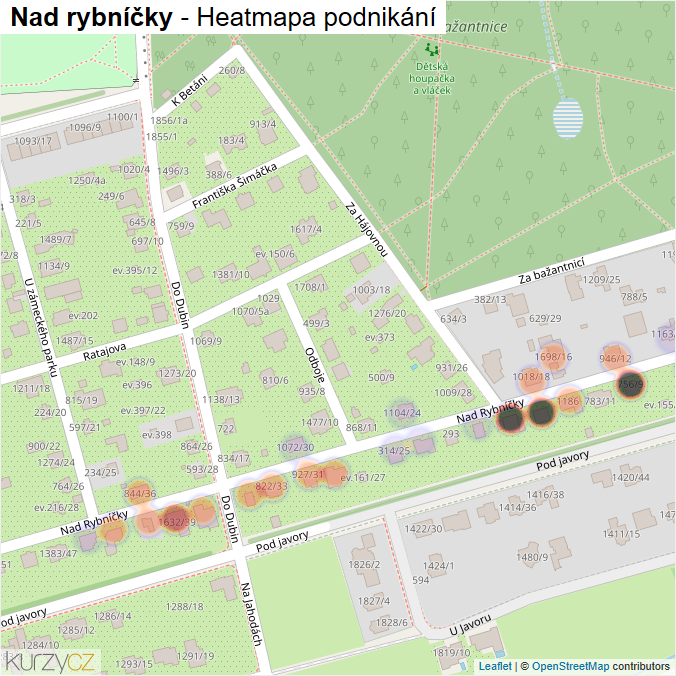Mapa Nad rybníčky - Firmy v ulici.
