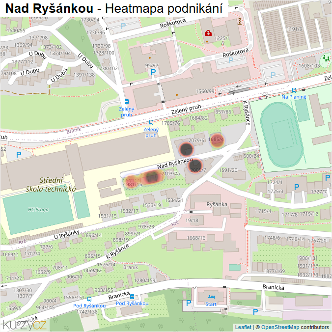 Mapa Nad Ryšánkou - Firmy v ulici.