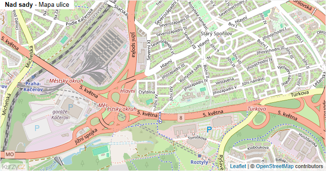Nad sady - mapa ulice
