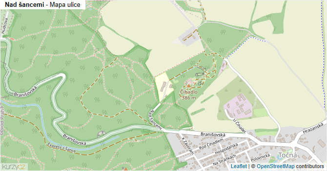Nad šancemi - mapa ulice