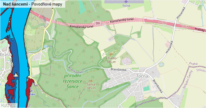 Nad šancemi - záplavové mapy stoleté vody