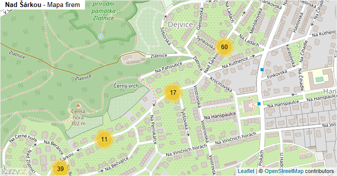 Nad Šárkou - mapa firem