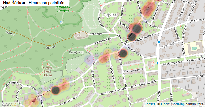 Nad Šárkou - mapa podnikání
