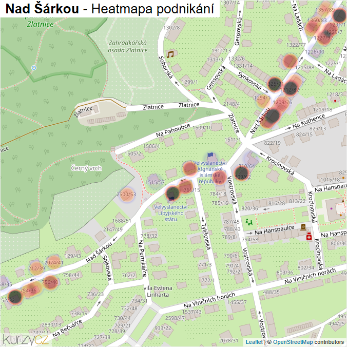 Mapa Nad Šárkou - Firmy v ulici.