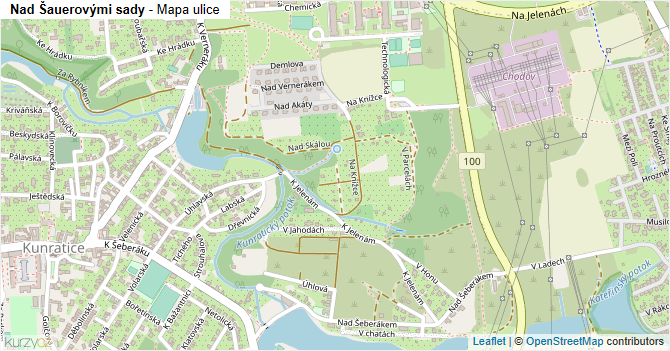 Nad Šauerovými sady - mapa ulice