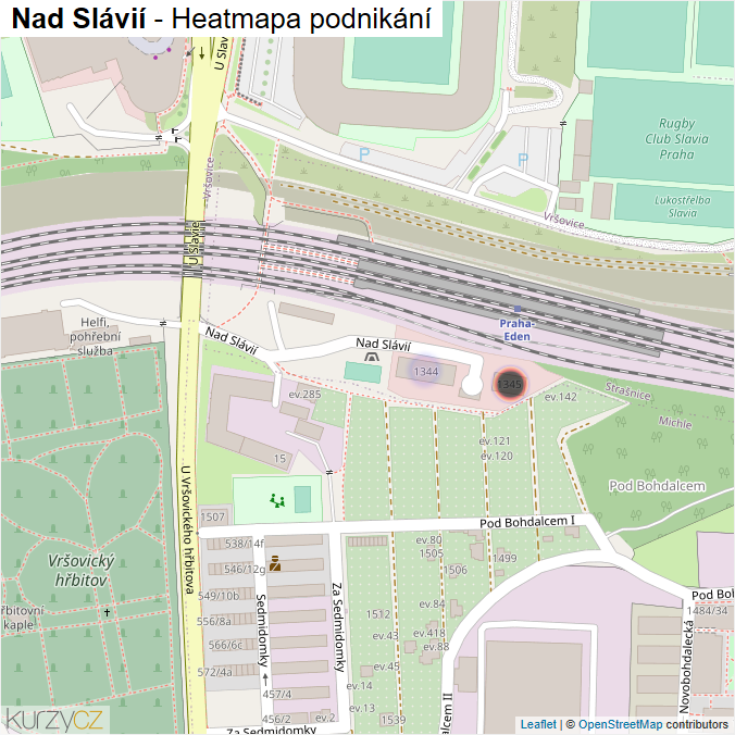 Mapa Nad Slávií - Firmy v ulici.