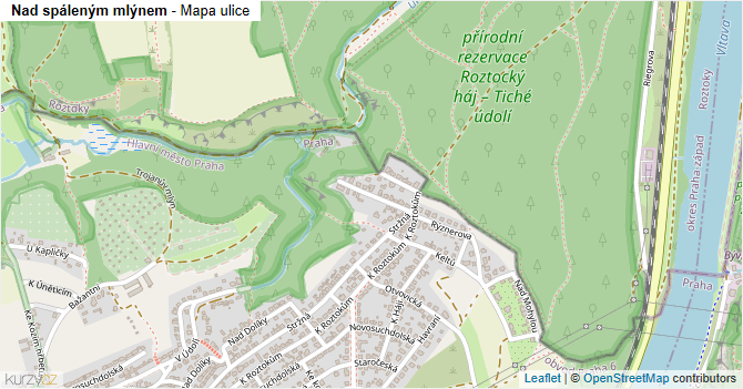 Nad spáleným mlýnem - mapa ulice