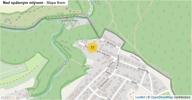 Nad spáleným mlýnem - mapa firem
