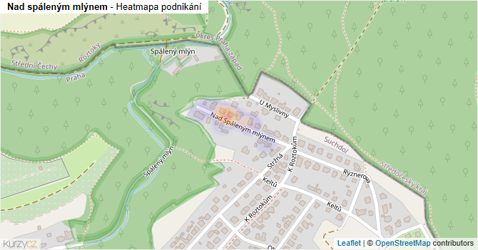 Nad spáleným mlýnem - mapa podnikání