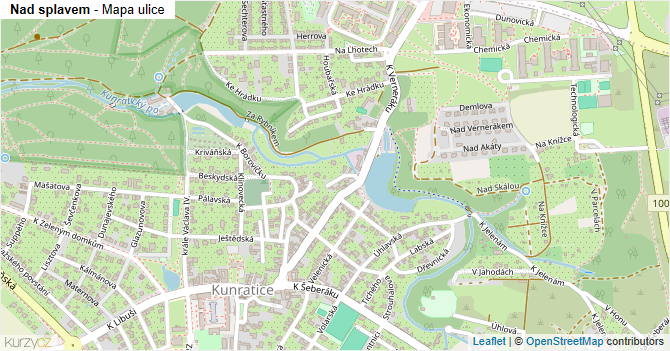 Nad splavem - mapa ulice