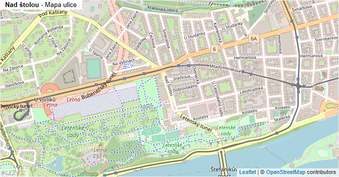 Nad štolou - mapa ulice