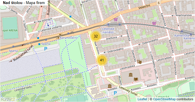 Nad štolou - mapa firem