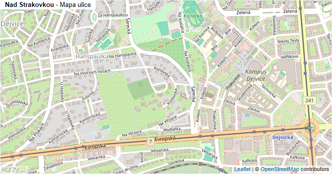 Nad Strakovkou - mapa ulice
