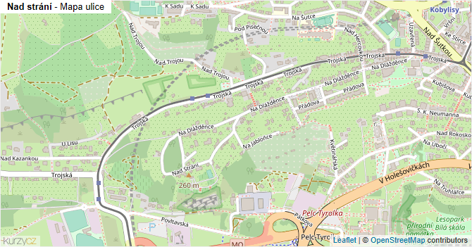 Nad strání - mapa ulice