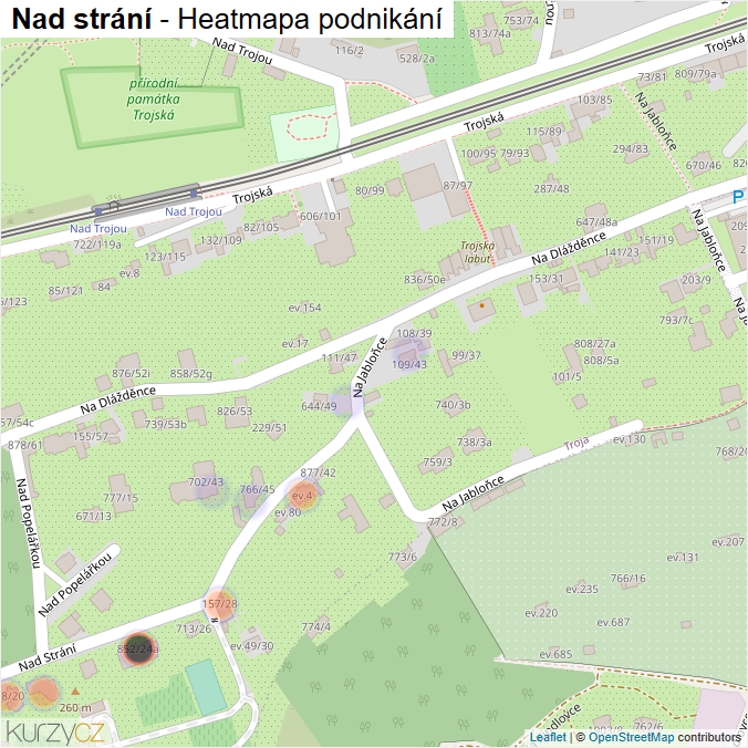 Mapa Nad strání - Firmy v ulici.