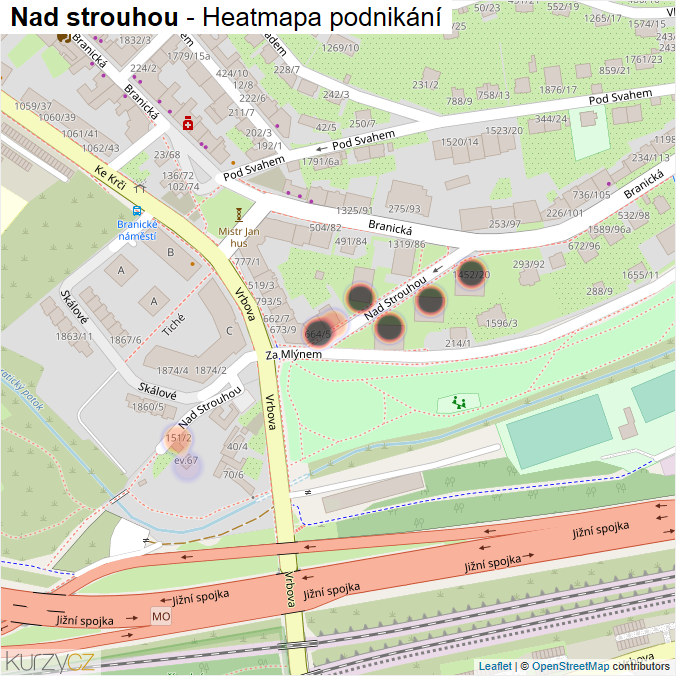 Mapa Nad strouhou - Firmy v ulici.