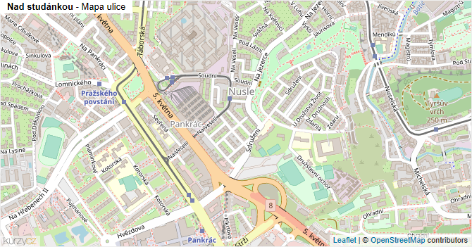 Nad studánkou - mapa ulice
