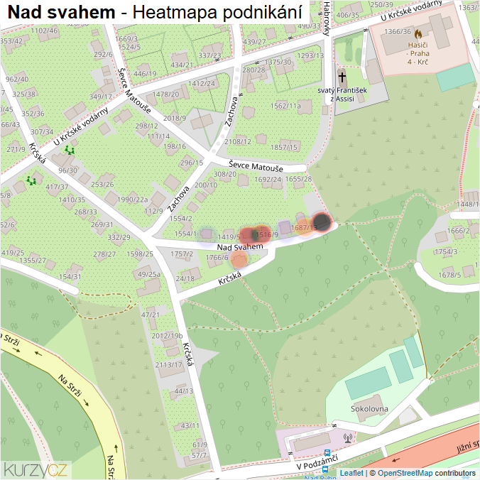 Mapa Nad svahem - Firmy v ulici.