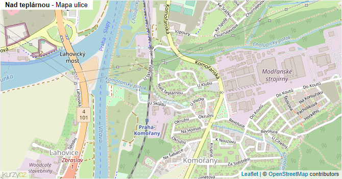 Nad teplárnou - mapa ulice