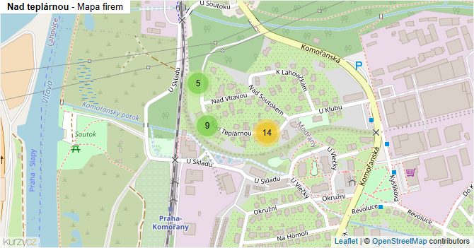 Nad teplárnou - mapa firem